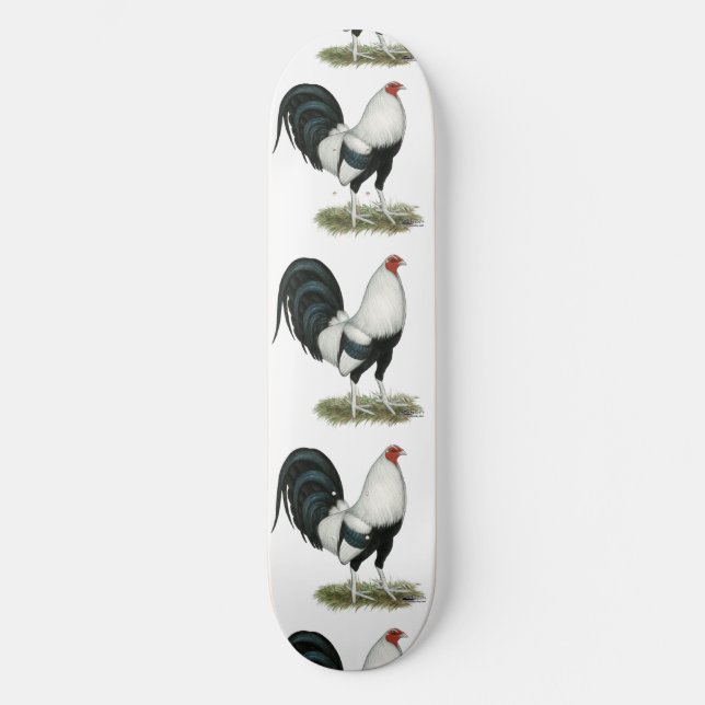 Silver Duckwing Gamecock Skateboard (Front)