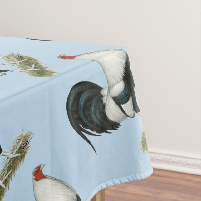 Silver Duckwing Gamecock Tablecloth (In Situ)