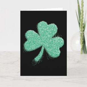 Silver Dust Glitter Clover Leaf St. Patrick's Day Card