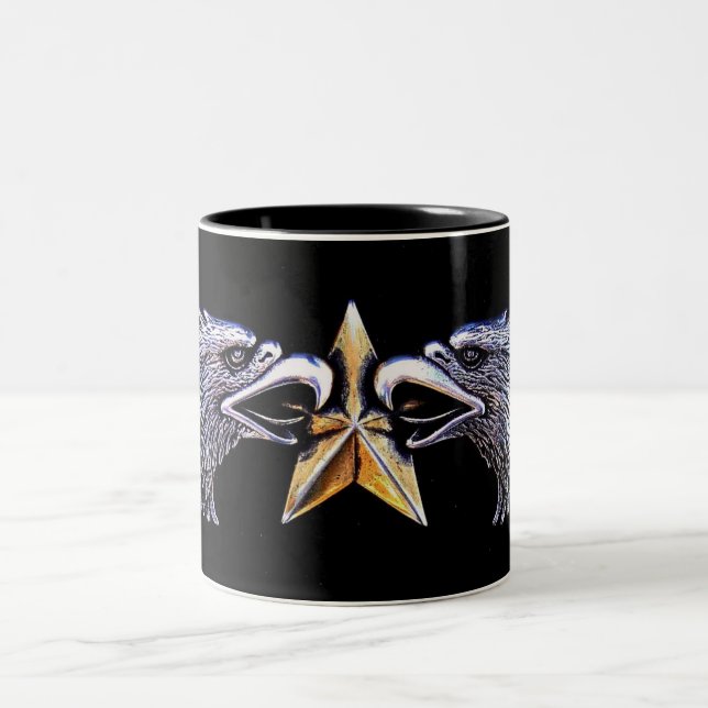 Silver Eagles with Gold Star Ceramic Mug (Center)