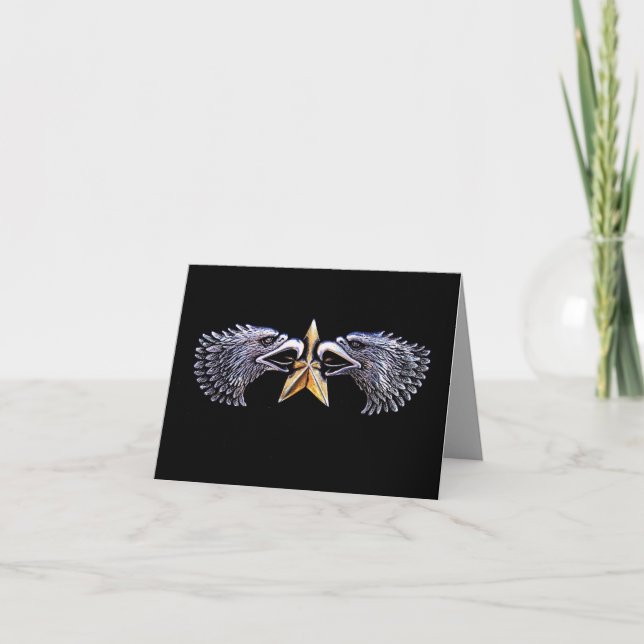 Silver Eagles with Gold Star Note Card (Front)