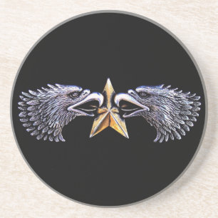 Silver Eagles with Gold Star Sandstone Coaster