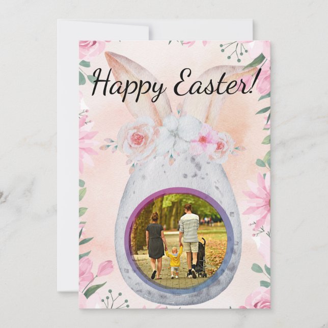 Silver Easter Egg with photo Invitation (Front)