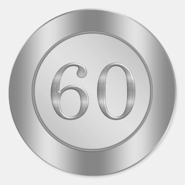 Silver effect 60th Wedding Anniversary Sticker (Front)