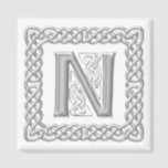 Silver Effect Celtic Knot Monogram Letter N Magnet<br><div class="desc">This pretty magnet design features a Celtic Knot border and monogram letter N in an embossed silver effect.</div>