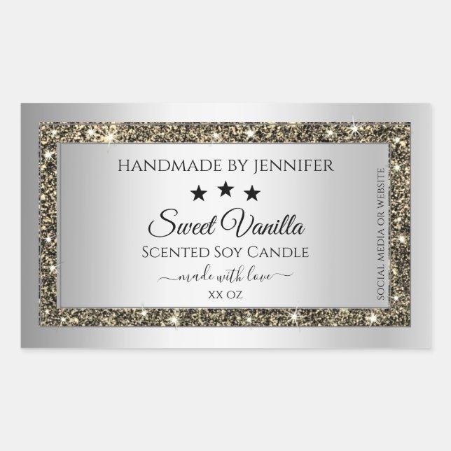 Silver Effect Gold Glitter Product Packaging Label (Front)