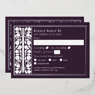Silver Eggplant Medieval Sword Wedding RSVP