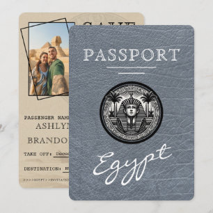 Silver Egypt Passport Wedding Save the Date