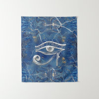 Silver Egyptian Eye of Horus  on blue marble