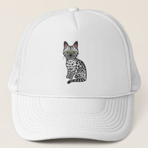 Silver Egyptian Mau Cute Cartoon Cat Illustration Trucker Hat