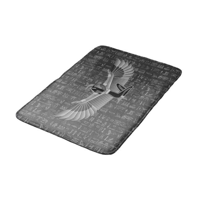 Silver Egyptian Princess Hieroglyphs Bath Mat (Angled)
