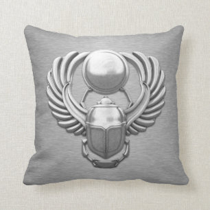 Silver Egyptian Scarab Cushion