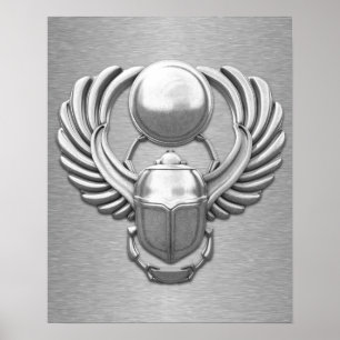 Silver Egyptian Scarab Poster