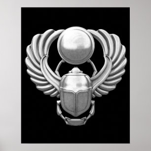Silver Egyptian Scarab Poster