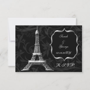 silver Eiffel tower french rsvp standard 3.5 x 5 Card