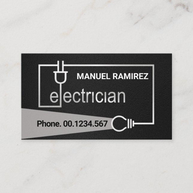 Silver Electrician Wiring Light Beam Business Card (Front)
