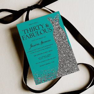 Silver Elegance 30 & Fabulous! 30th Birthday Invitation