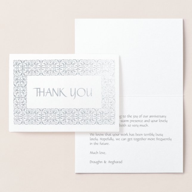 Silver Elegance  All-Occasion "Thank You" Real Foil Card (Display)
