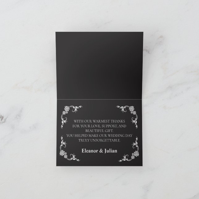 Silver Elegance Collection Wedding Folded  Thank You Card (Inside)