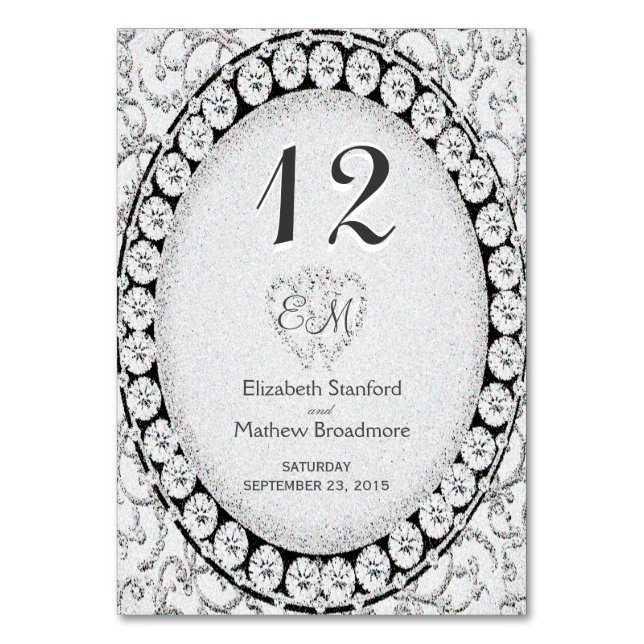 Silver Elegance Monogram Table Number (Back)