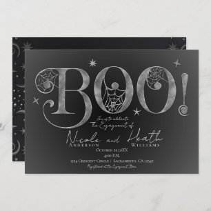 Silver Elegant BOO Magical Halloween Engagement   Invitation