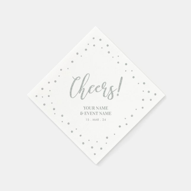 Silver Elegant Classic Cheers All Occasions Party Napkin (Corner)