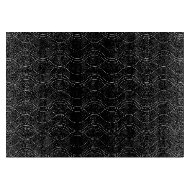 Silver, elegant, cool, modern, simple wavy pattern cutting board (Front)