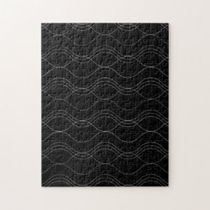 Silver, elegant, cool, modern, simple wavy pattern jigsaw puzzle