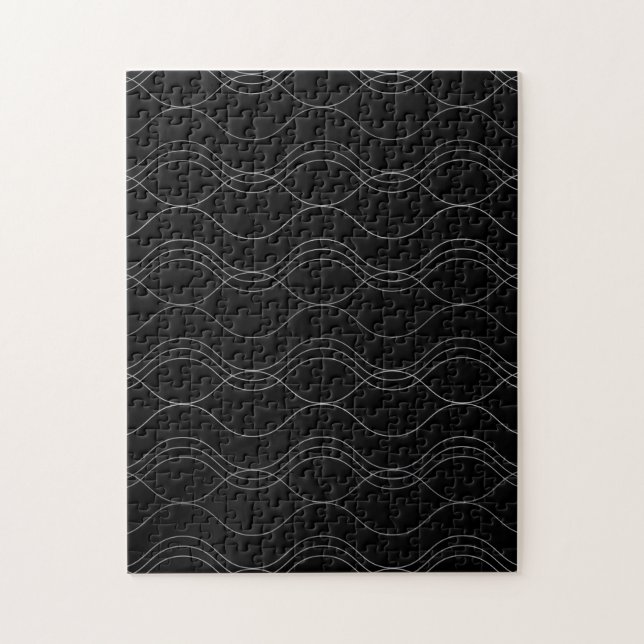 Silver, elegant, cool, modern, simple wavy pattern jigsaw puzzle (Vertical)