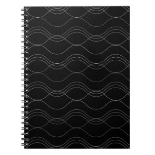 Silver, elegant, cool, modern, simple wavy pattern notebook