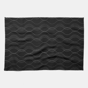 Silver, elegant, cool, modern, simple wavy pattern tea towel