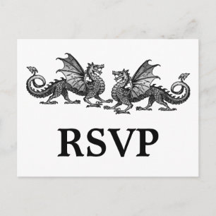 Silver Elegant Dragons Response Postcard