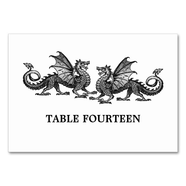 Silver Elegant Dragons Table Card (Front)