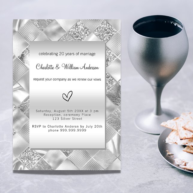 Silver elegant modern vow renewal  invitation (Creator Uploaded)