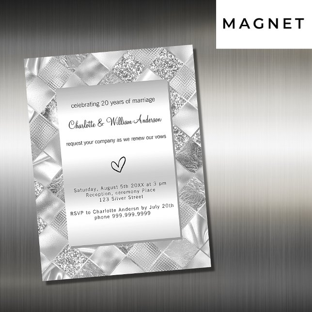 Silver elegant modern vow renewal luxury magnetic invitation (Creator Uploaded)