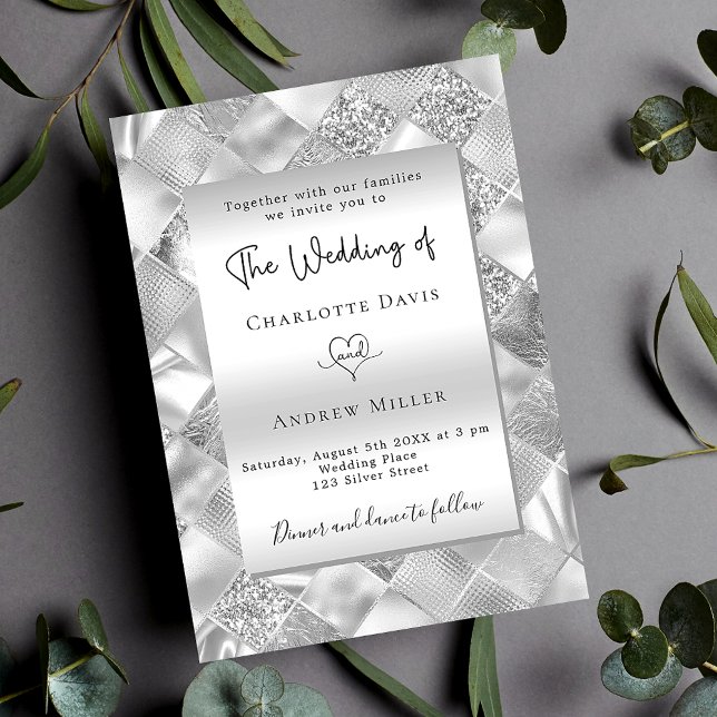 Silver elegant modern wedding invitation (Creator Uploaded)
