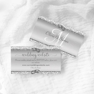 Silver Elegant Monogram Wedding Website Enclosure Card