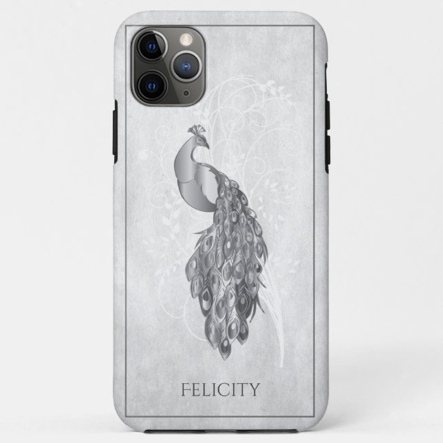 Silver Elegant Peacock Case-Mate iPhone Case (Back)