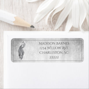 Silver Elegant Peacock Label Return Address Label
