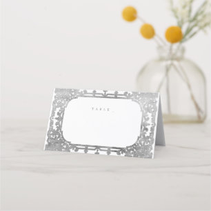 Silver elegant romantic ornate vintage wedding place card