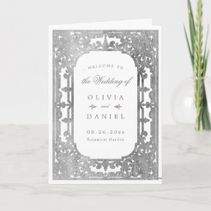 Silver elegant romantic ornate vintage wedding program