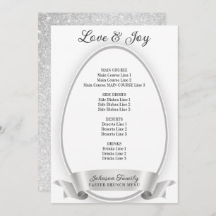 Silver Elegant Simple Easter Egg Brunch Dinner Menu