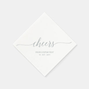 Silver Elegant Stylish Lettering Cheers Event Napkin