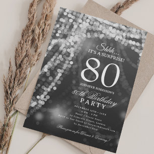 Silver   Elegant Surprise 80th Birthday Party  Invitation