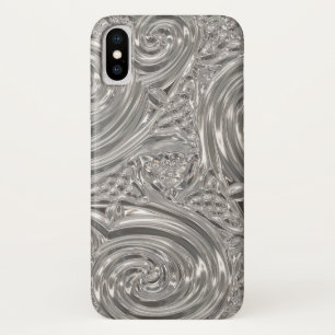 Silver elegant victorian art nouveau grey abstract iPhone x case