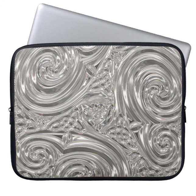 Silver elegant victorian art nouveau laptop sleeve (Front)