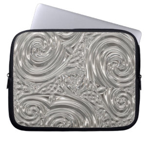 Silver elegant victorian art nouveau laptop sleeve