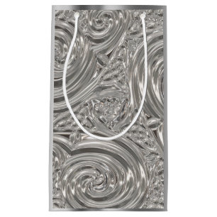 Silver elegant victorian art nouveau small gift bag