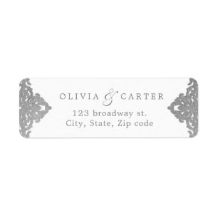 Silver elegant vintage wedding return address  label