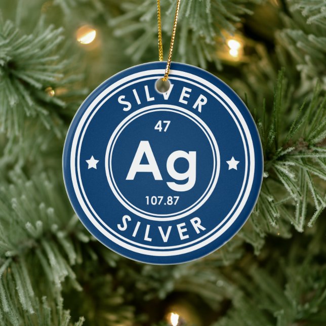 Silver Element Blue Ceramic Ornament (Tree)